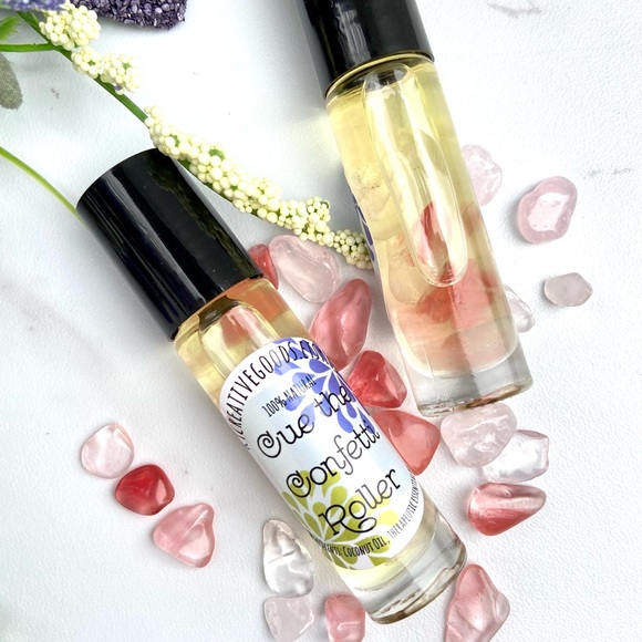 ‘Cue the Confetti’ Rose Quartz Crystal-Infused joyful essential oil roller - Picture 3 of 4